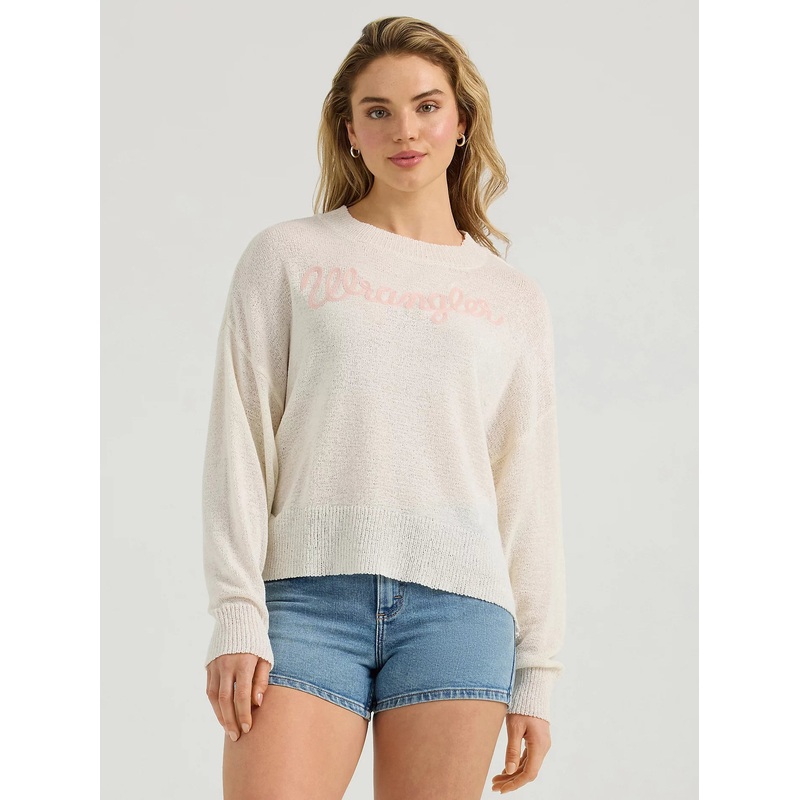 Women’s Wrangler Gauzy Knit Sweater (Antique White) Size