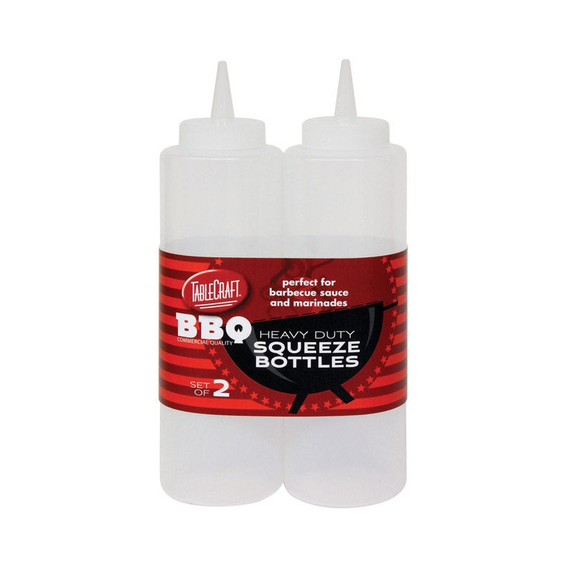 TableCraft BBQ Clear Polyethylene Squeeze Bottles 12 oz