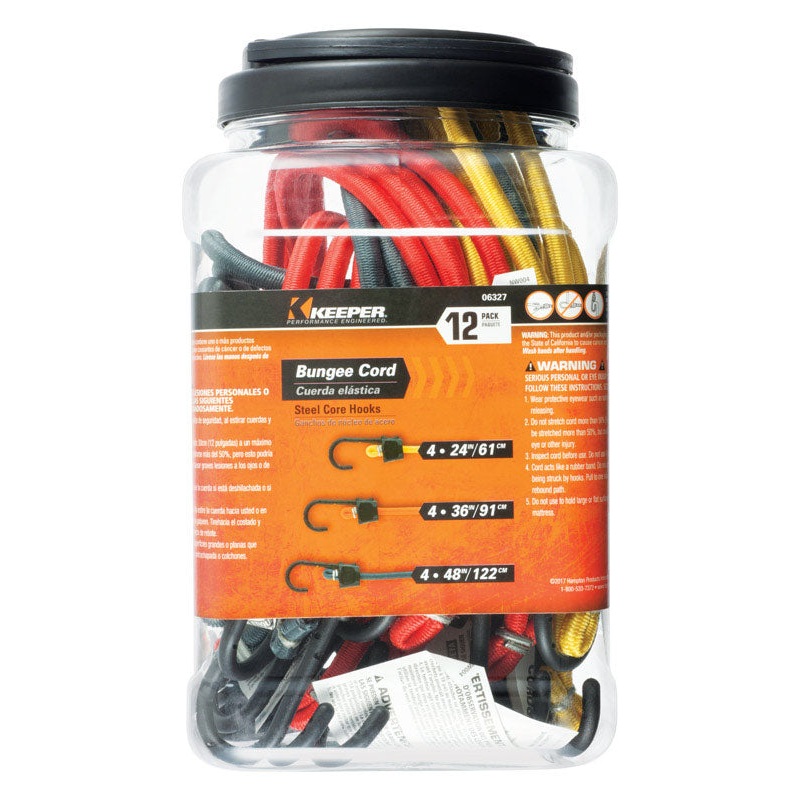 Keeper Assorted Bungee Cord Set 24 in. L X 0.315 in. 12 pk