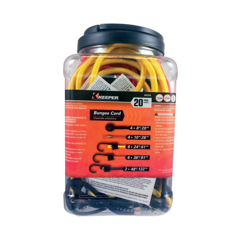 Keeper Assorted Bungee Cord Set 8 in. L X 0.315 in. 20 pk