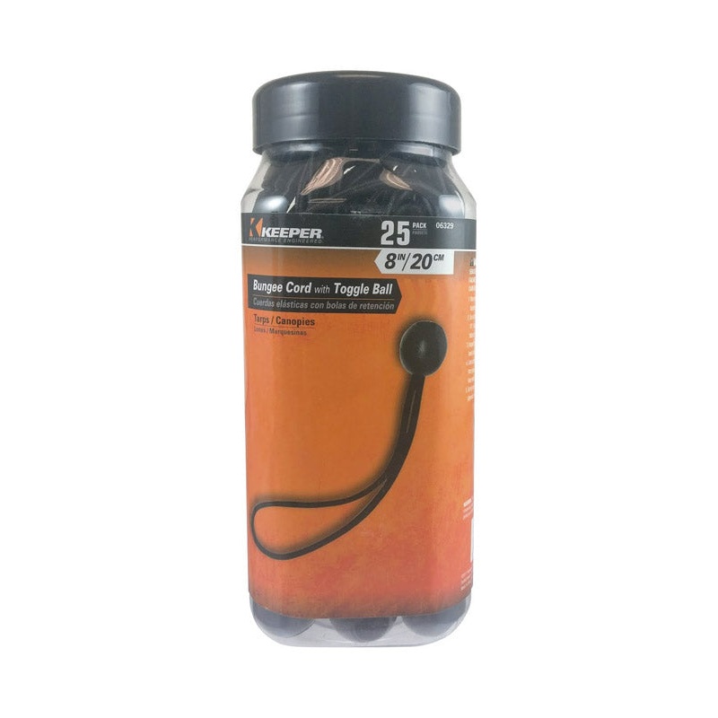 Keeper Black Bungee Ball Cord 8 in. L X 0.315 in. 25 pk