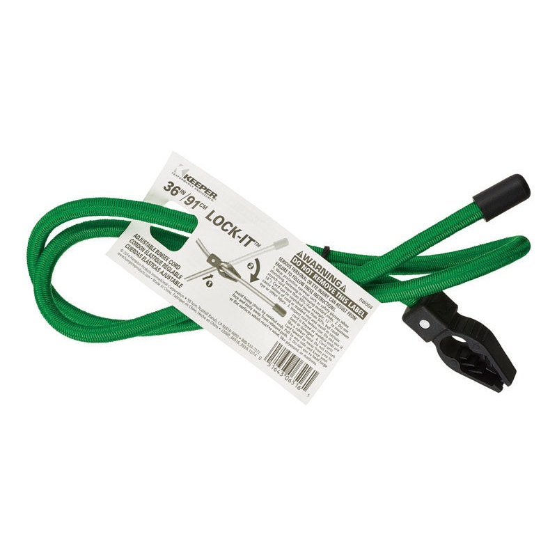 Keeper Lock-It Green Adjustable Bungee Cord 36 in. L X 0.5 in. 1 pk