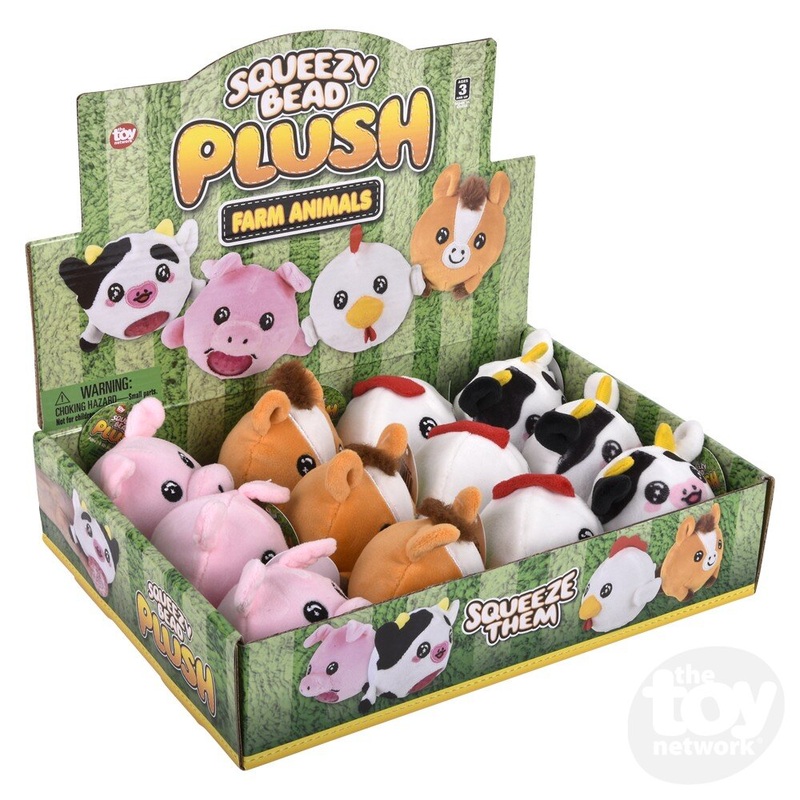 3 Farm Animal Squeezy Bead Plush (Sold Separately)