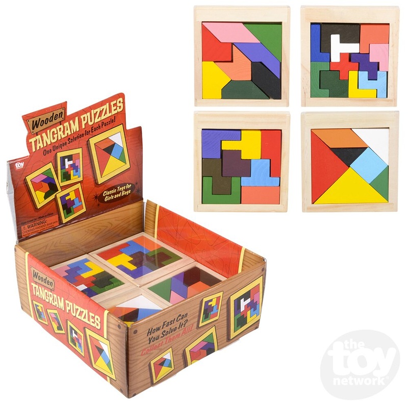 4 Wooden Tangram Puzzles (Sold Separately)