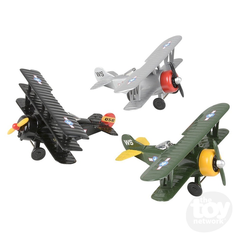 5 Die-Cast Pull Back Classic Biplane (Sold Separately)