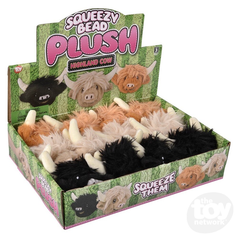 3 Highland Cow Squeezy Bead Plush Ball (Sold Separately)