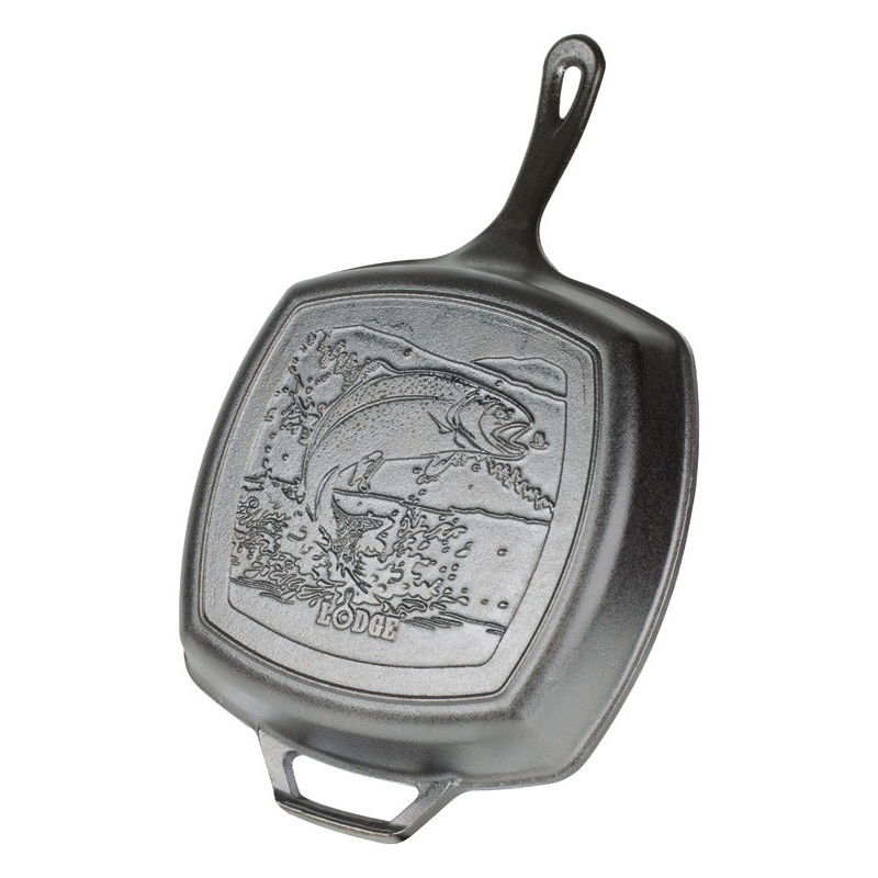 Lodge Wildlife Series-Rainbow Trout Cast Iron Grill Pan 10-1/2 in. Black