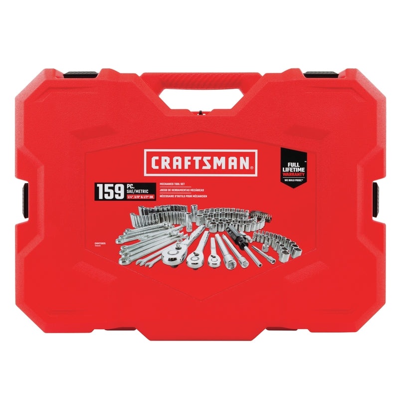 Craftsman 1/4, 3/8 and 1/2 in. drive Metric and SAE 6 Point Auto Mechanic’s Tool Set 159 pc