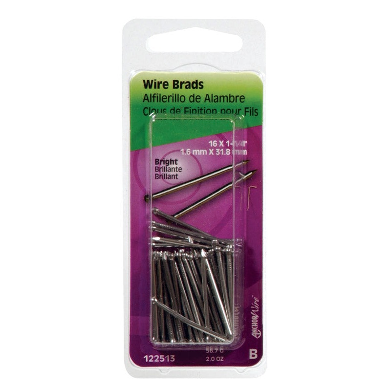 HILLMAN Anchor Wire 16 Ga. X 1-1/4 in. L Bright Steel Brad Nails 1 pk 2 oz
