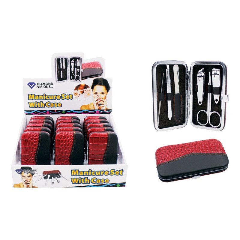 Diamond Visions Manicure Set In Case Faux Leather/Stainless Steel 6 pc (Sold Separately)