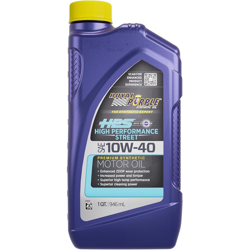 Royal Purple HPS 10W-40 High Performance Street Synthetic Motor Oil with Synerlec – 1 Quart