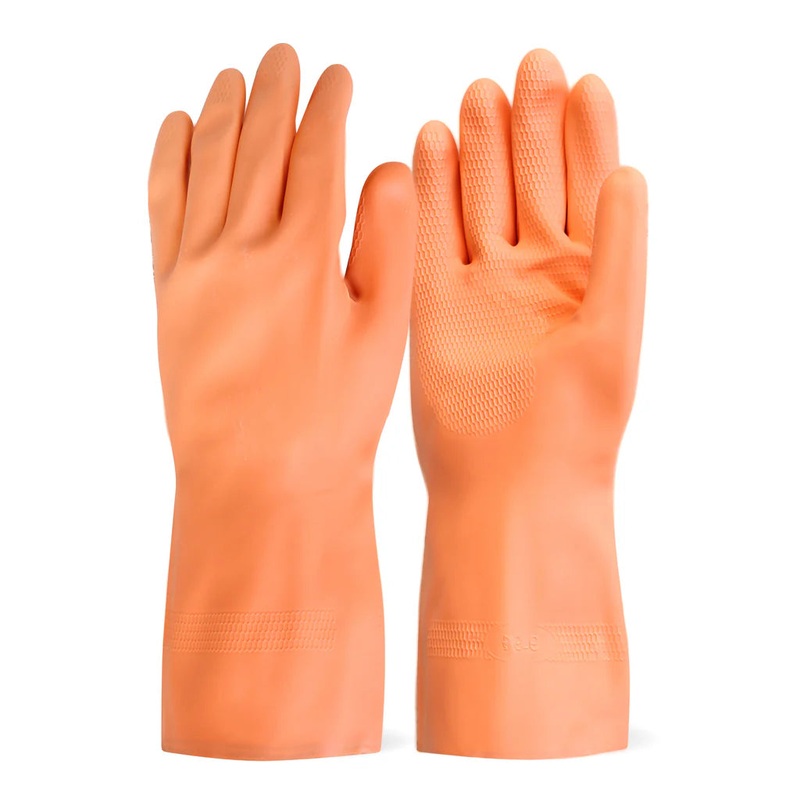 Unlined Orange Heavy Latex Glove Size M