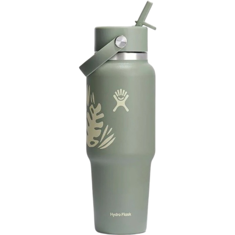 Hydro Flask 32oz Wide Mouth Travel Bottle with Flex Straw Cap (Botanical Bliss Agave)