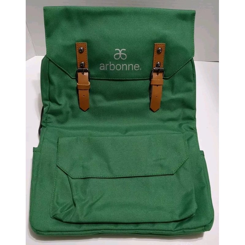 Arbonne Green Backpack Bag Pockets Drink Pocket Zipper Closure Very Durable