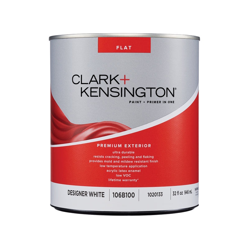 Clark+Kensington Flat Designer White House & Trim Paint & Primer Exterior 1 qt (IN-STORE PICKUP ONLY)