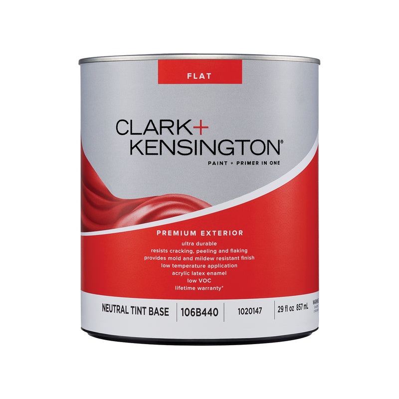 Clark+Kensington Flat Tint Base Neutral Base Exterior Paint and Primer Exterior 1 qt (IN-STORE PICKUP ONLY)