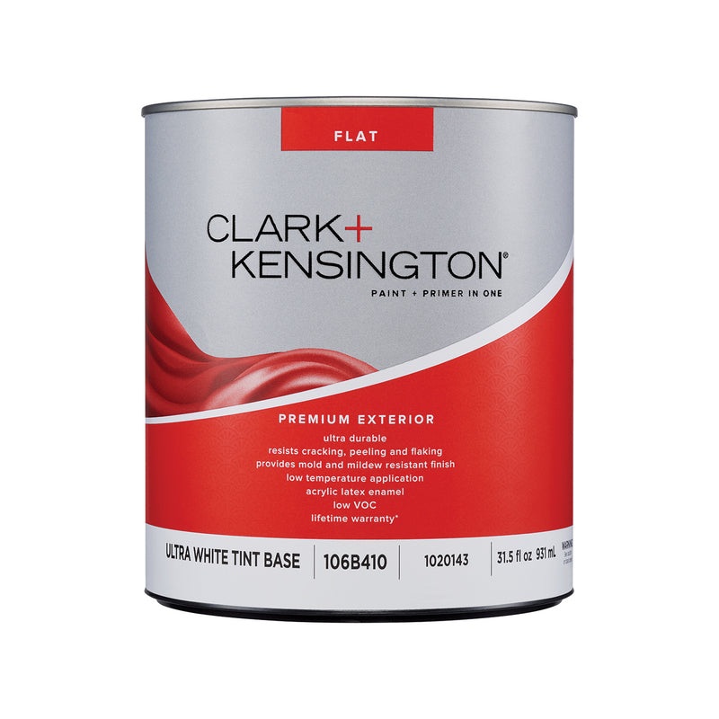 Clark+Kensington Flat Tint Base Ultra White Base Exterior Paint and Primer Exterior 1 qt (IN-STORE PICKUP ONLY)