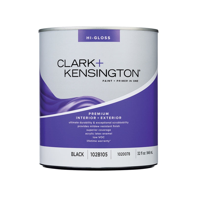 Clark+Kensington High-Gloss Black Premium Paint Exterior and Interior 1 qt (IN-STORE PICKUP ONLY)
