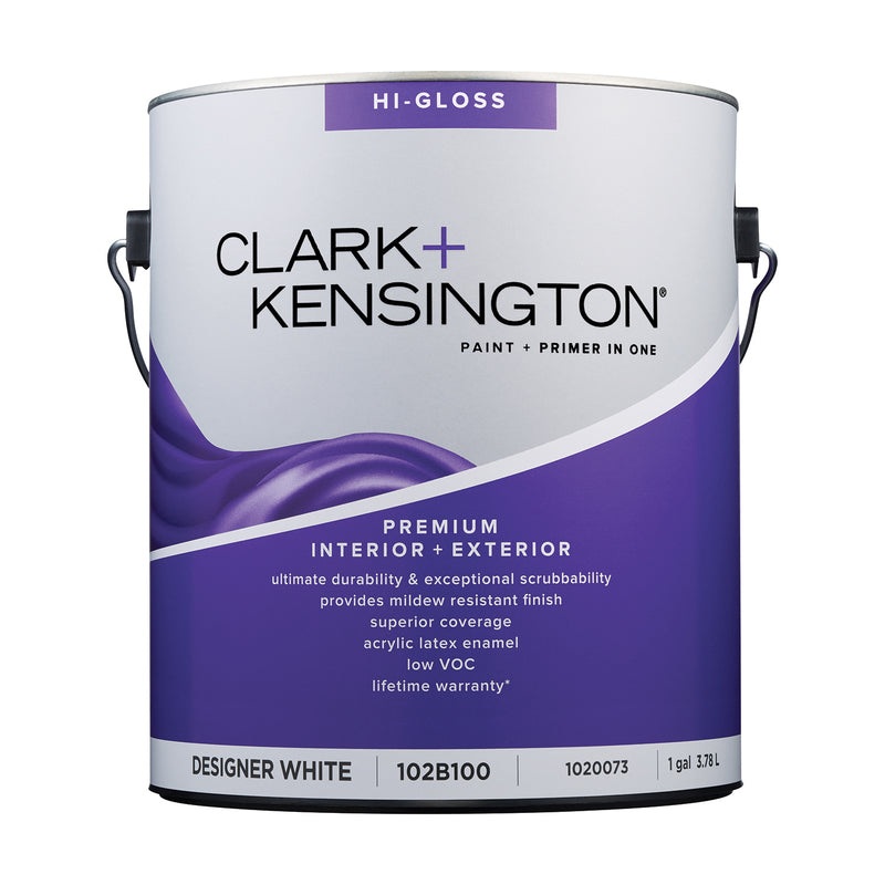 Clark+Kensington High-Gloss Designer White Premium Paint Exterior and Interior 1 gal (IN-STORE PICKUP ONLY)