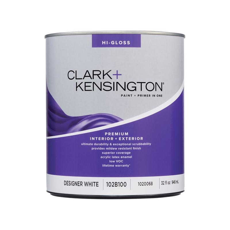 Clark+Kensington High-Gloss Designer White Premium Paint Exterior and Interior 1 qt (IN-STORE PICKUP ONLY)