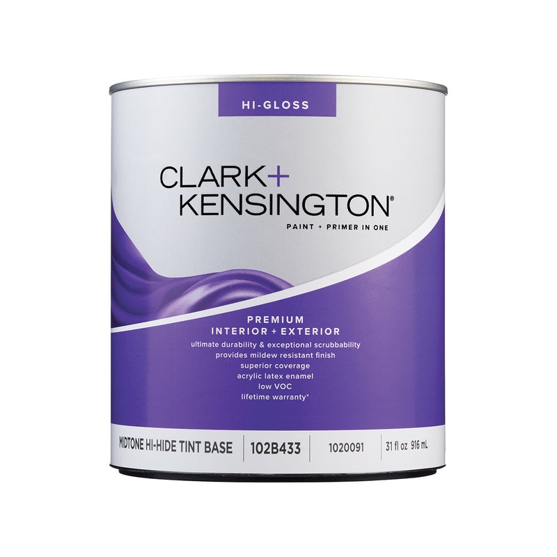 Clark+Kensington High-Gloss Tint Base Mid-Tone Base Premium Paint Exterior and Interior 1 qt (IN-STORE PICKUP ONLY)