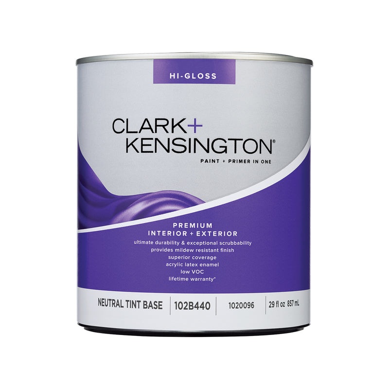 Clark+Kensington High-Gloss Tint Base Neutral Base Premium Paint Exterior and Interior 1 qt (IN-STORE PICKUP ONLY)