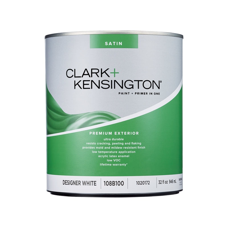 Clark+Kensington Satin Designer White House & Trim Paint & Primer Exterior 1 qt (IN-STORE PICKUP ONLY)