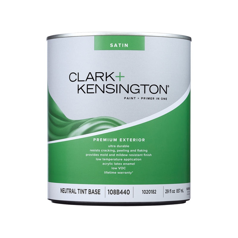 Clark+Kensington Satin Tint Base Neutral Base Exterior Paint and Primer Exterior 1 qt (IN-STORE PICKUP ONLY)