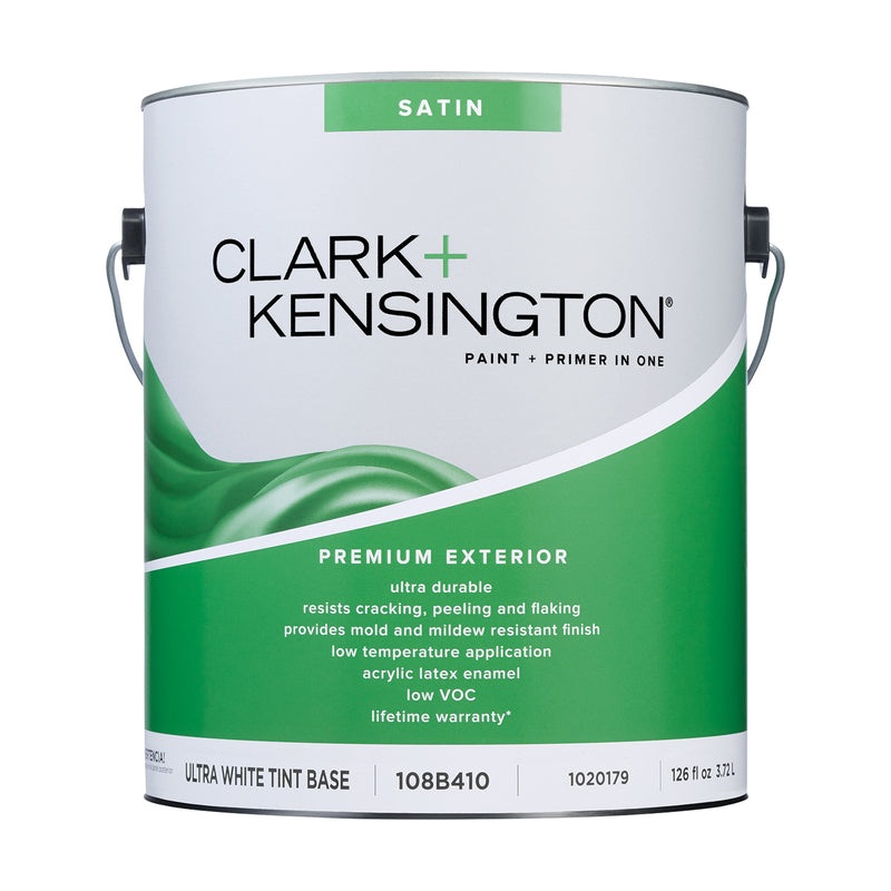 Clark+Kensington Satin Tint Base Ultra White Base Exterior Paint and Primer Exterior 1 gal (IN-STORE PICKUP ONLY)