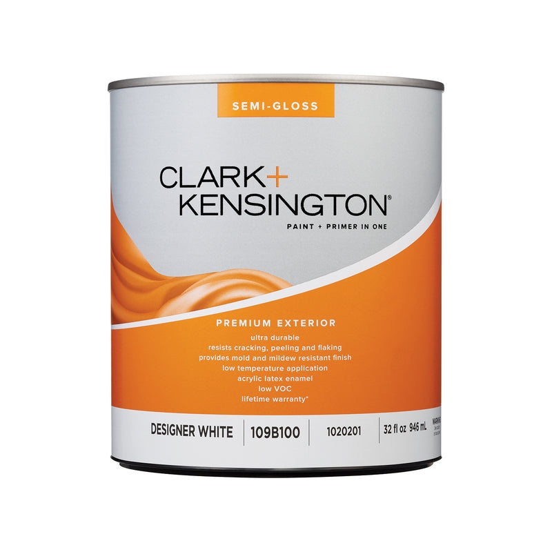 Clark+Kensington Semi-Gloss Designer White House & Trim Paint & Primer Exterior 1 qt (IN-STORE PICKUP ONLY)