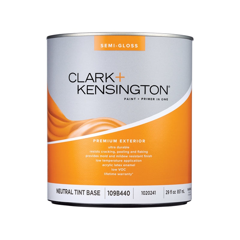 Clark+Kensington Semi-Gloss Tint Base Neutral Base Exterior Paint and Primer Exterior 1 qt (IN-STORE PICKUP ONLY)