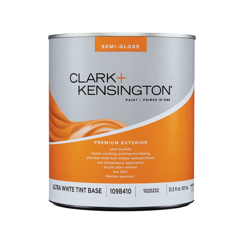 Clark+Kensington Semi-Gloss Tint Base Ultra White Base Exterior Paint and Primer Exterior 1 qt (IN-STORE PICKUP ONLY)