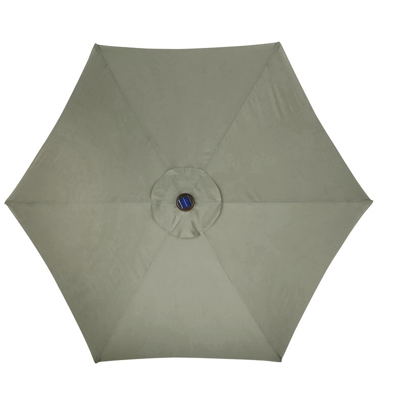 Living Accents Solar LED 9 ft. Tiltable Taupe Market Umbrella (IN-STORE PICKUP ONLY)
