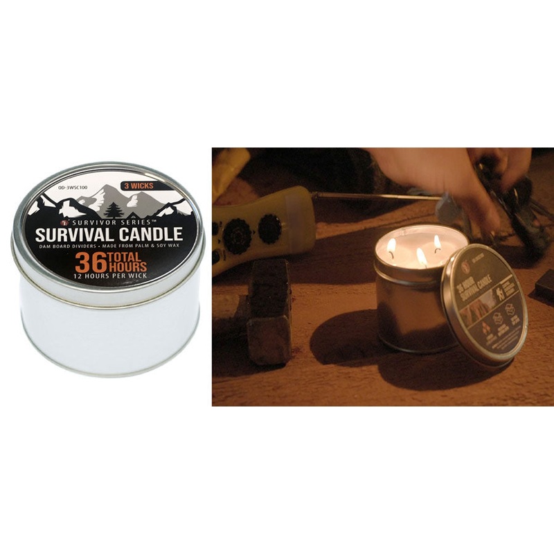 3-wick Survival Candles in Tin Boxes, 12 Hours Per Wick