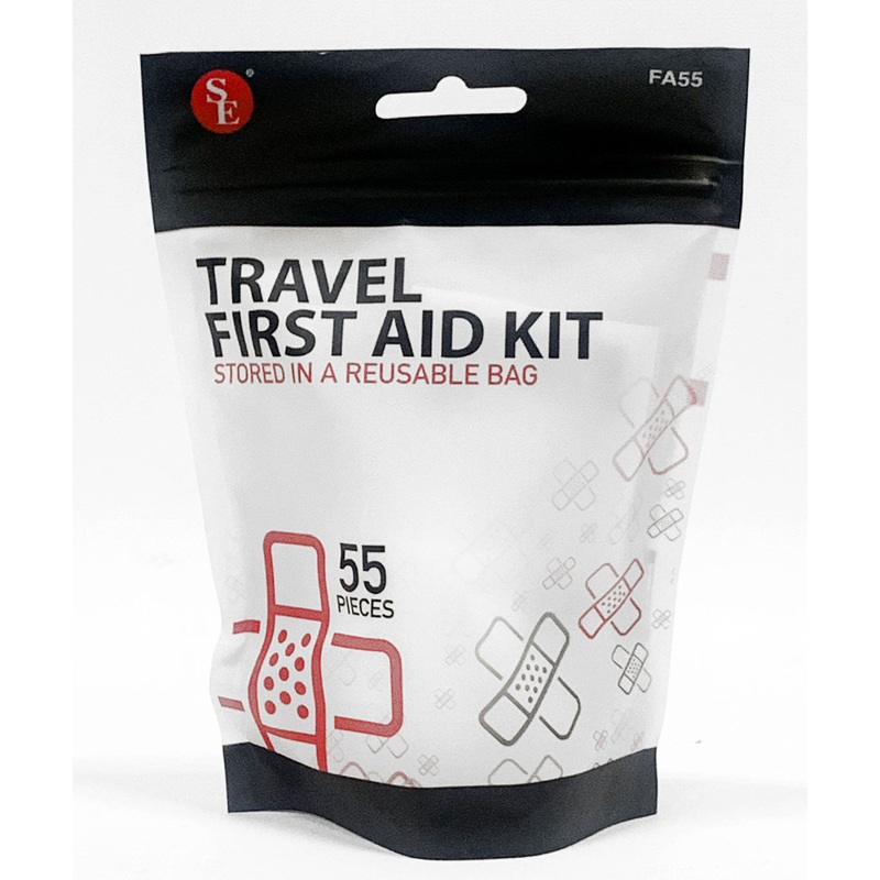 55-Piece Travel First Aid Kit Stored in a Reusable Bag