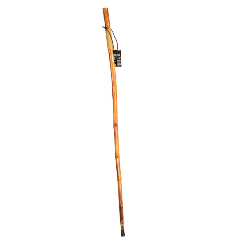 55 Wooden Hiking/Walking Stick with Animal (White Tail Deer Carved) with Wrist Strap, Metal Tip for Better Traction