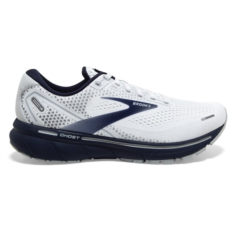 Brooks Ghost 14 Mens Neutral Running Shoe White/Grey/Navy Size 8-13D