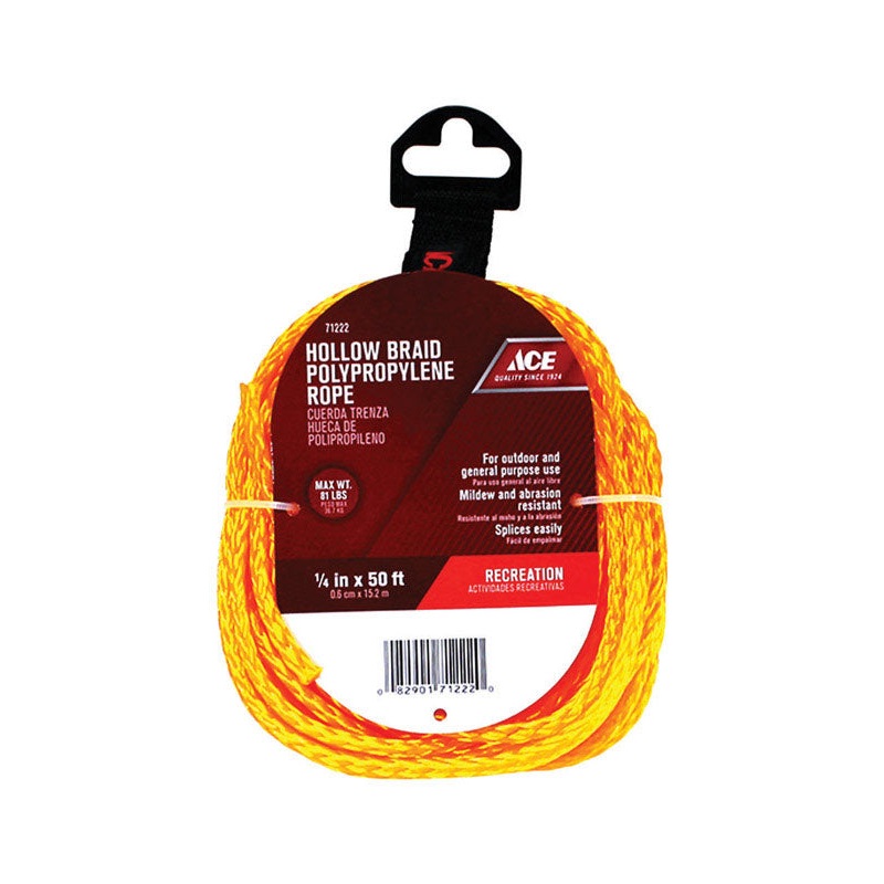Ace 1/4 in. D X 50 ft. L Gold Braided Poly Rope