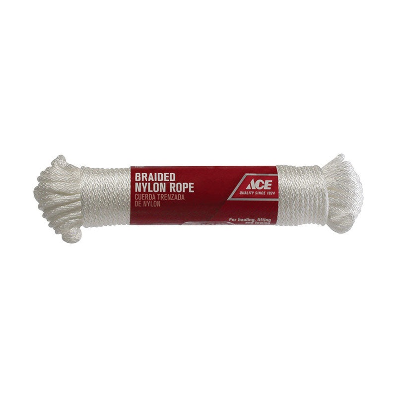 Ace 3/16 in. D X 100 ft. L White Solid Braided Nylon Rope