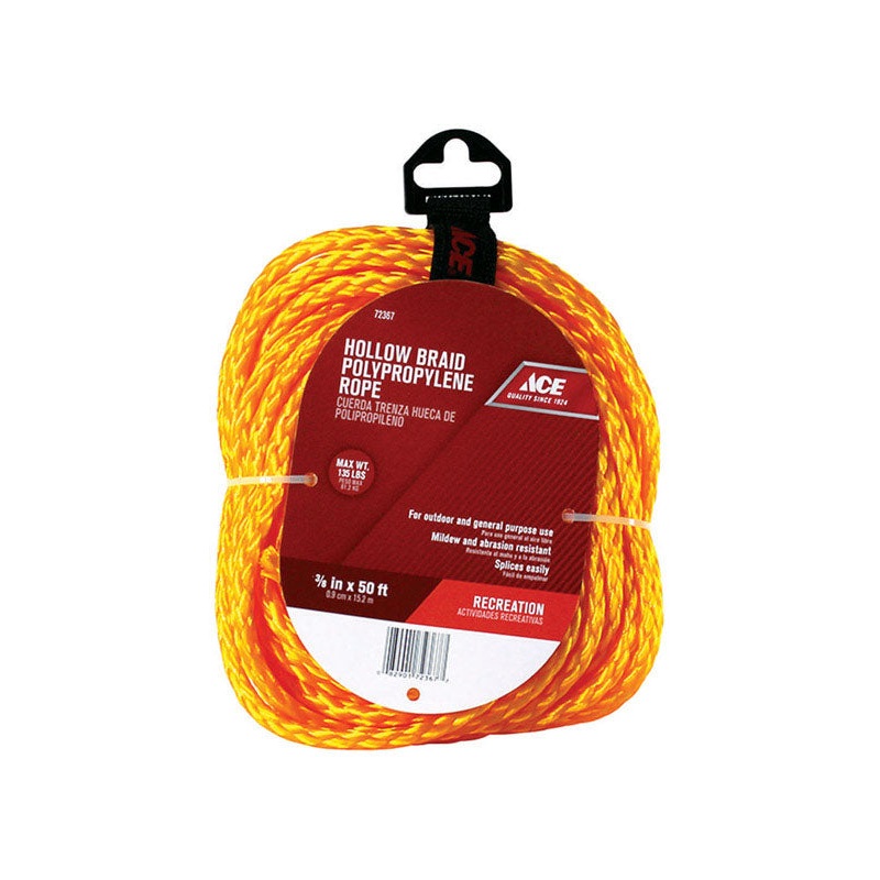 Ace 3/8 in. D X 50 ft. L Yellow Braided Poly Rope