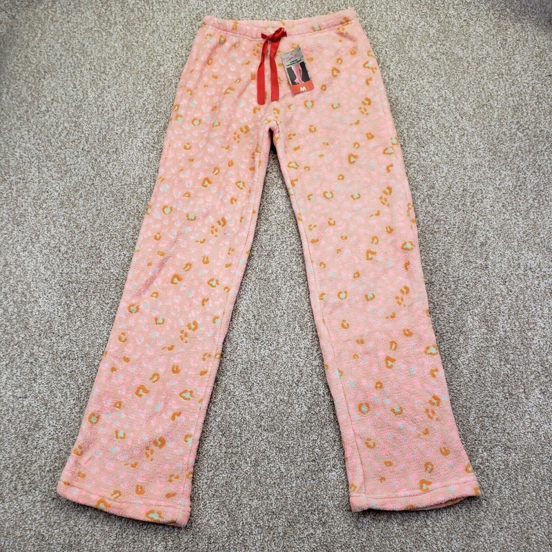 Carnival Ladies Medium Womens Plush Fleece Lounge Sleep Pants Pink Blue