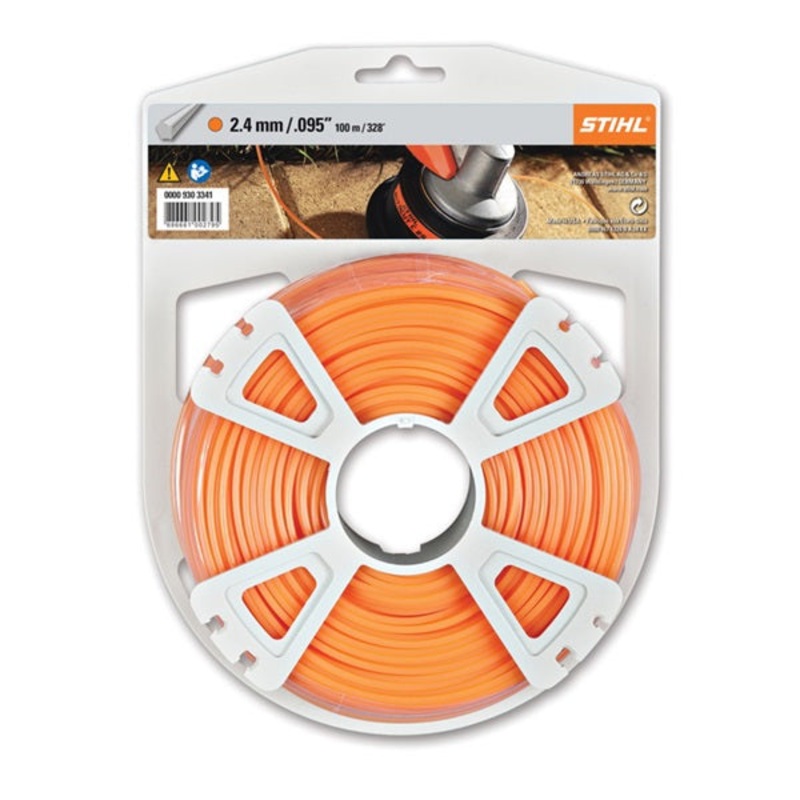 STIHL Trimmer Line, 0.095 in Dia, 8 in L, Nylon, Orange