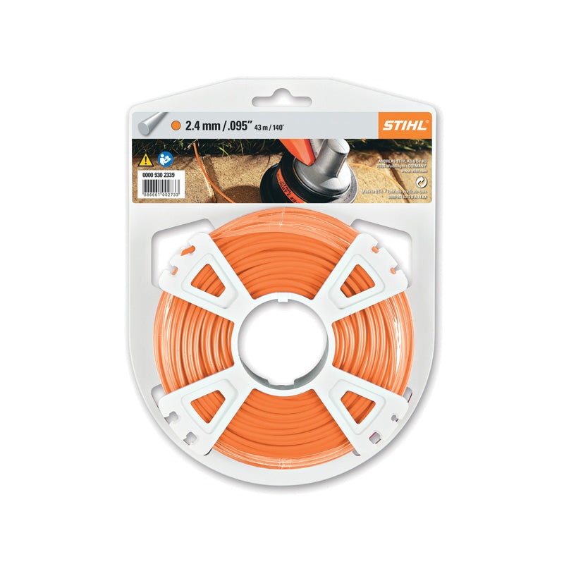 STIHL Trimmer Line, 0.095 in Dia, 140 ft, Nylon, Orange
