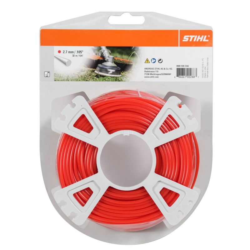 STIHL Trimmer Line, 0.105 in Dia, 104 ft, Nylon, Red
