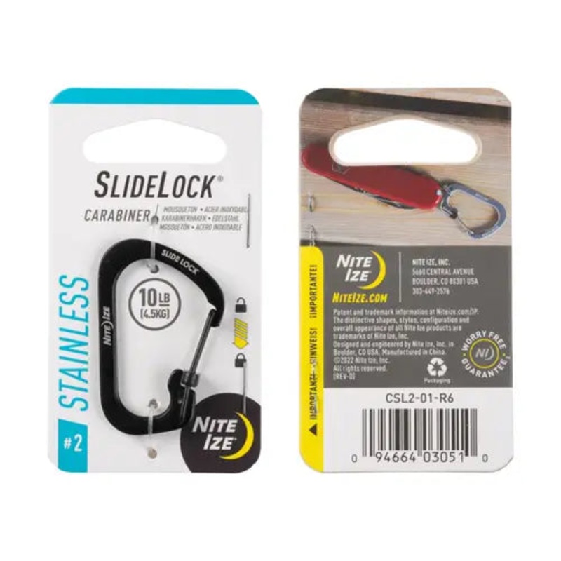 Nite Ize SlideLock Carabiner Stainless Steel Size 6 (Black)