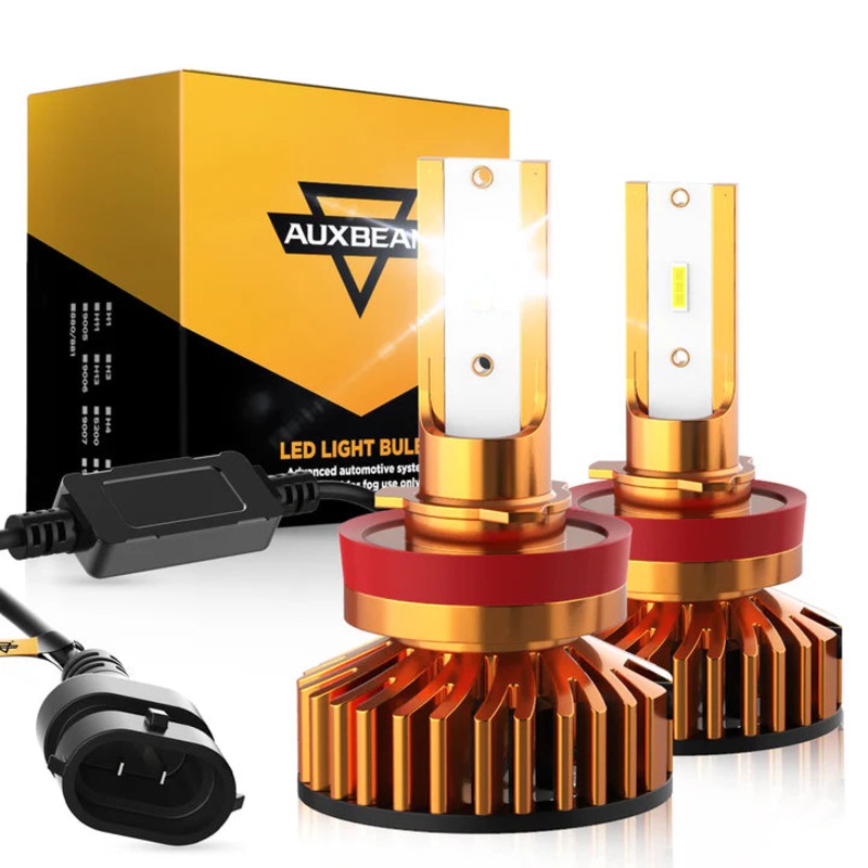 Auxbeam H11 LED Headlight Bulbs 52W 10000LM F2 Series Mini Size 6500K Cool White (2 Bulbs)