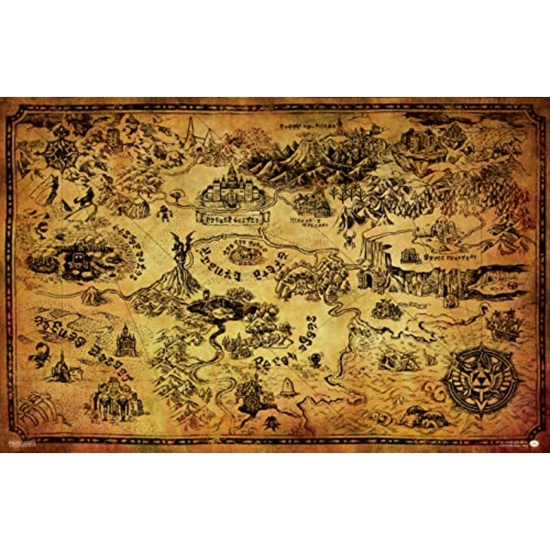 Legend of Zelda Hyrule Map – 11 X 17 Poster