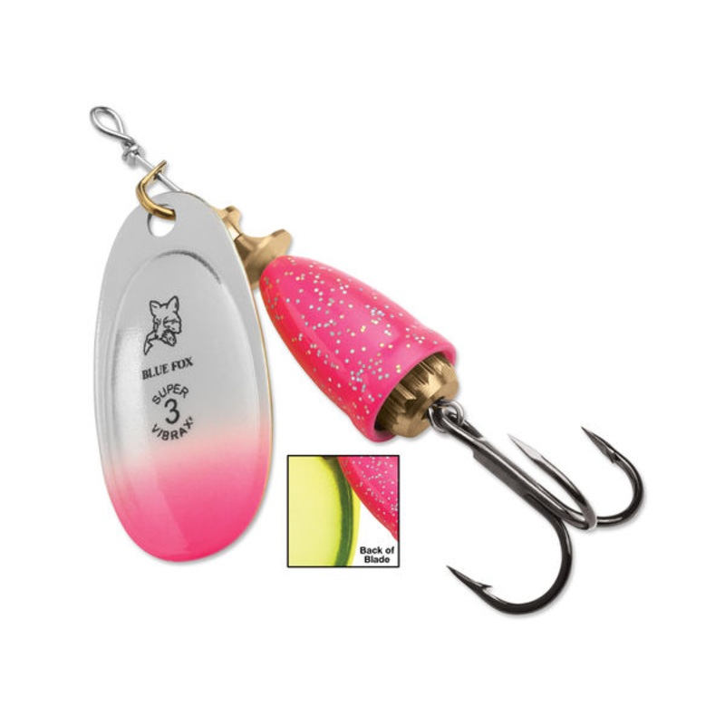 Blue Fox Classic Vibrax 04 Plated Tackle 3/8oz (Pink Chartreuse Candyback)