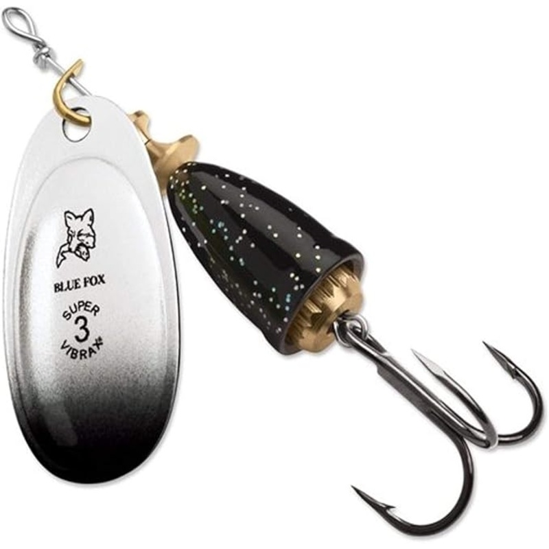 Blue Fox Classic Vibrax 06 Plated 5/8 Oz Fishing Lures (Black Candyback)