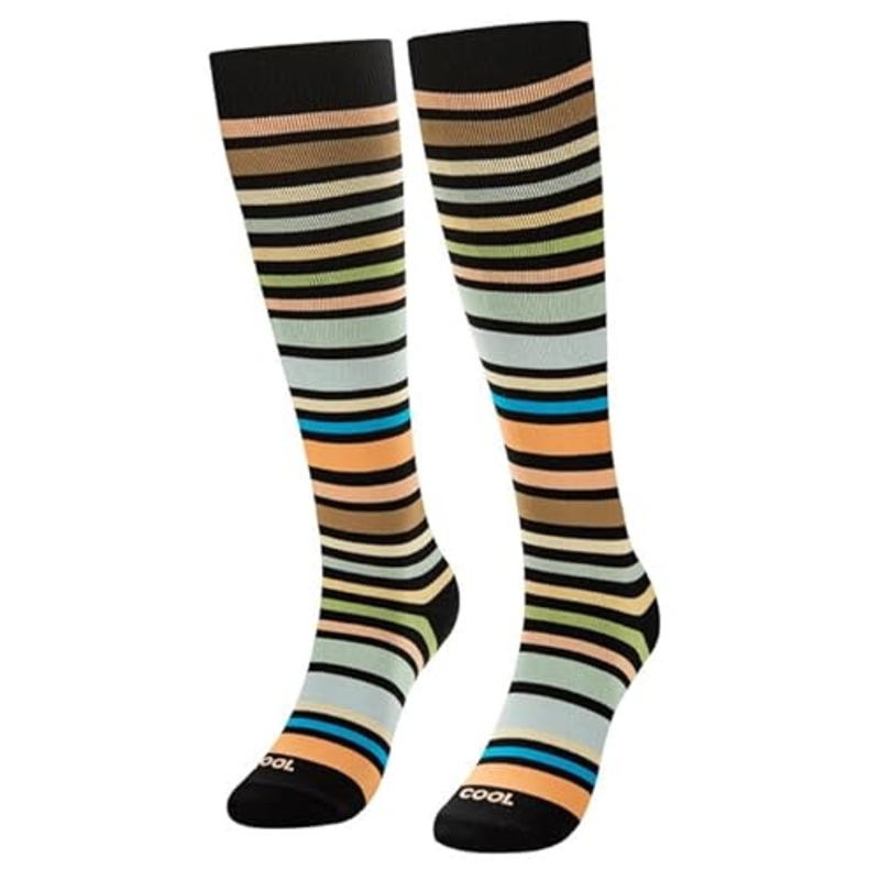 Odd Sox Over the Calf Knee High Compression Socks (Earthy Stripe) Size L